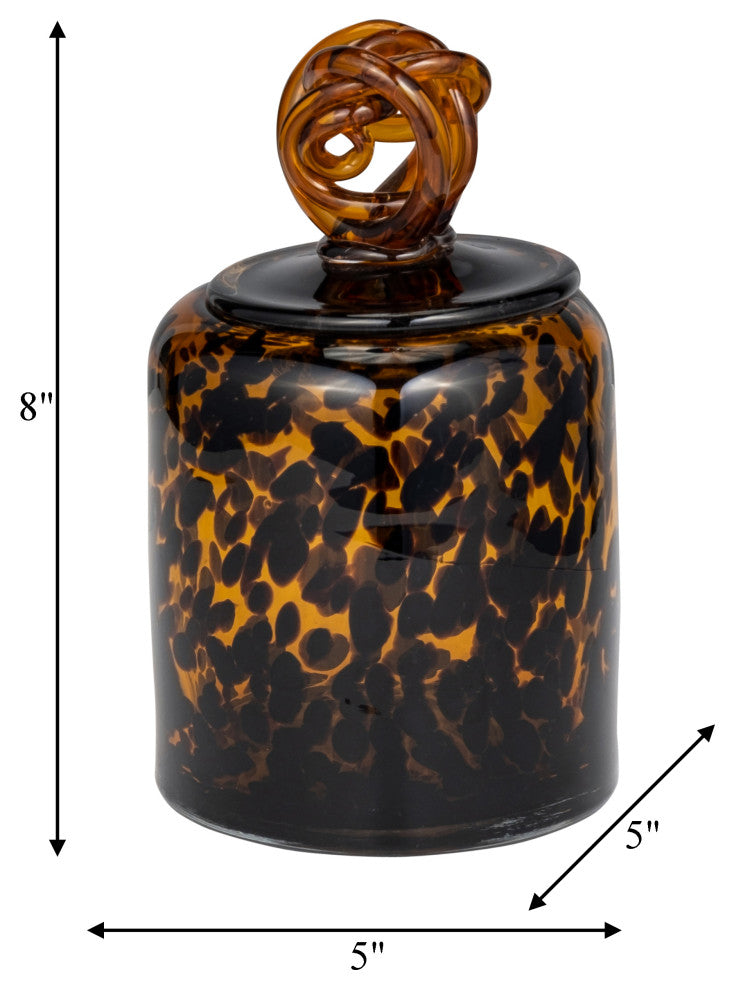 Glass, 8" Jar, Knot Lid Tortoise