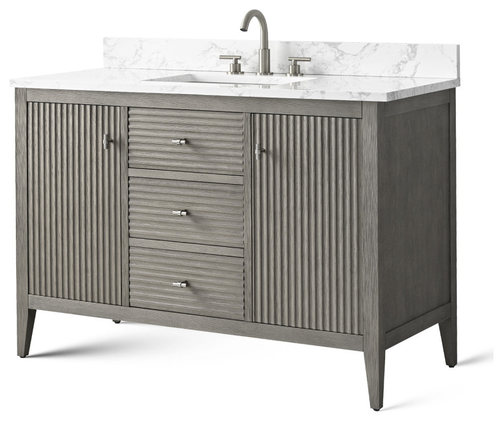 Vanity Art Freestanding Vanity, Driftwood Gray, 48", Single Sink, Brushed Nickel