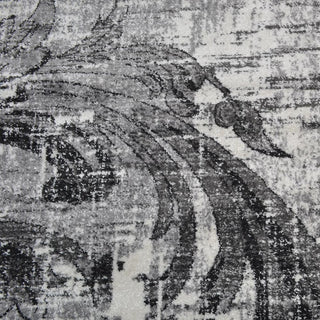 MACHINE MADE HEATSET POLYPROPYLENE AREA RUGS -Silver Color,Floral Design, [Rectangle] 5'x8'