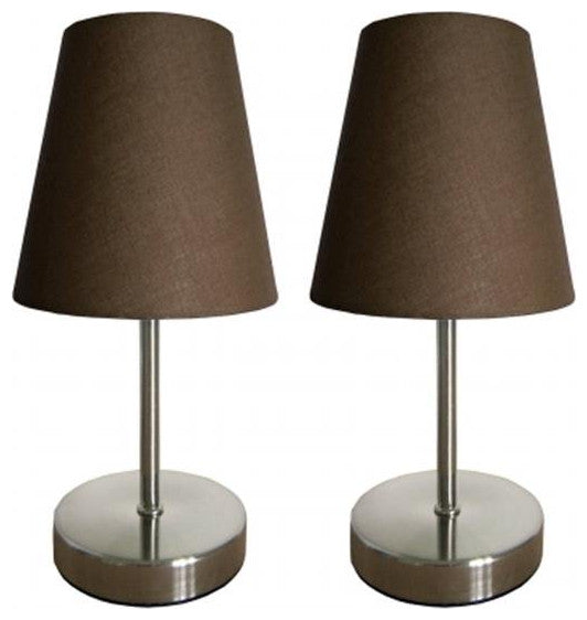 All The Rages LT2013-BWN-2PK Simple Designs Sand Nickel Mini Basic Table Lamp
