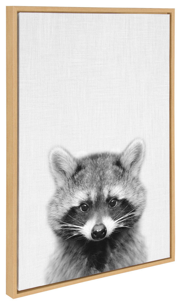 Sylvie Raccoon Framed Canvas by Simon Te Tai, Natural 23x33