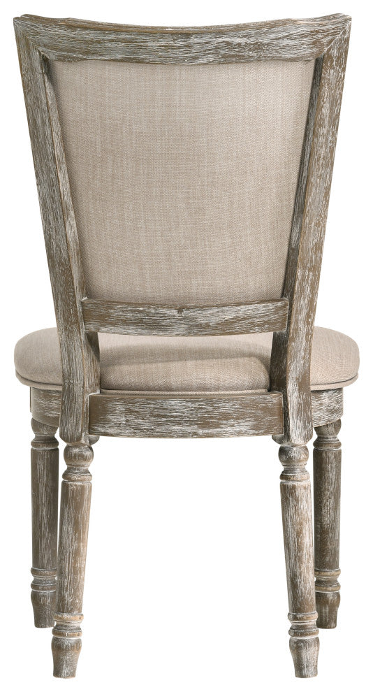 ACME Gabrian Side Chair, Set of 2, Fabric and Reclaimed Gray