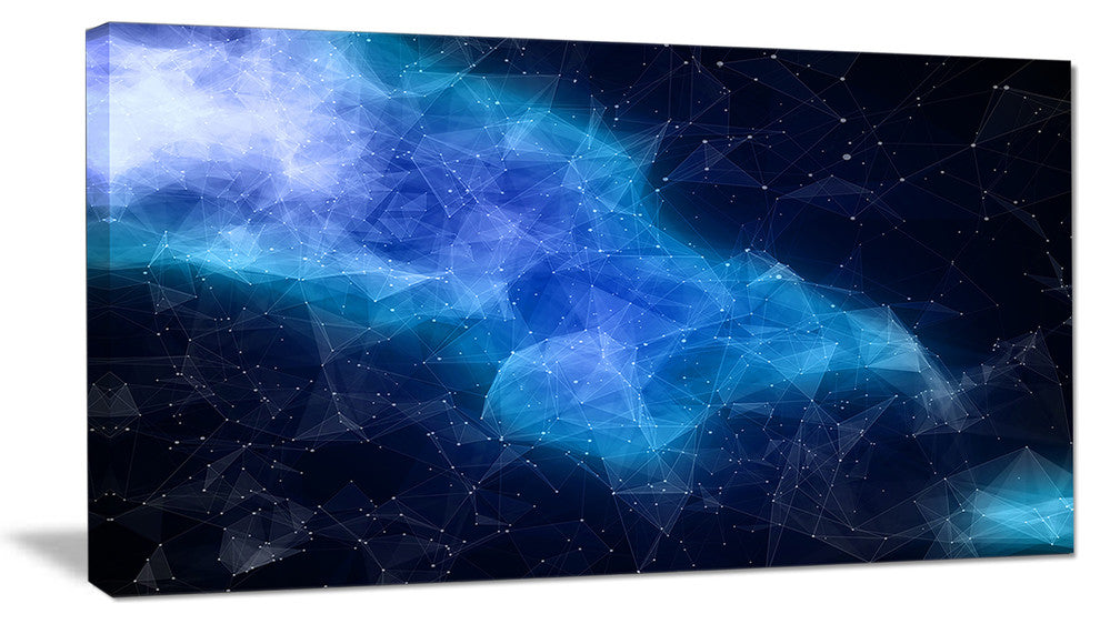 "Blue Nebula in Cosmos" Abstract Art Canvas Print, 32"x16"