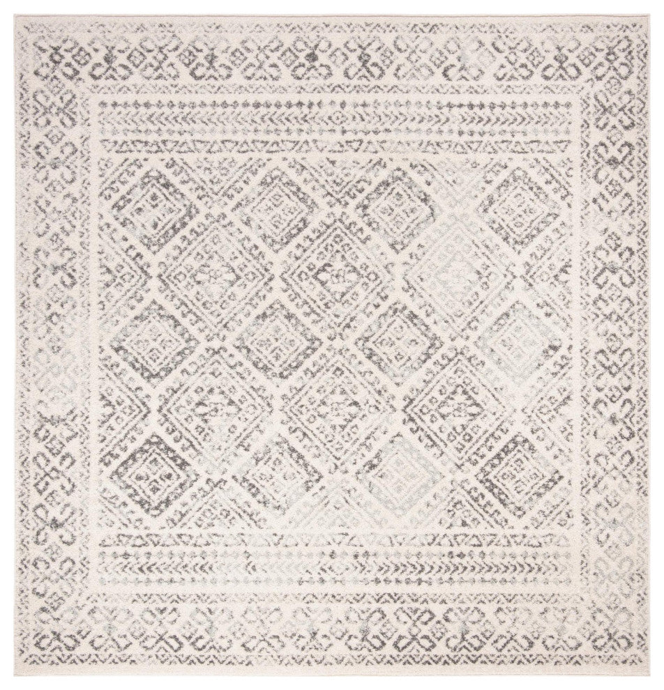 Safavieh Tulum Tul264A Vintage and Distressed Rug, Ivory and Gray, 6'7"x6'7" Square