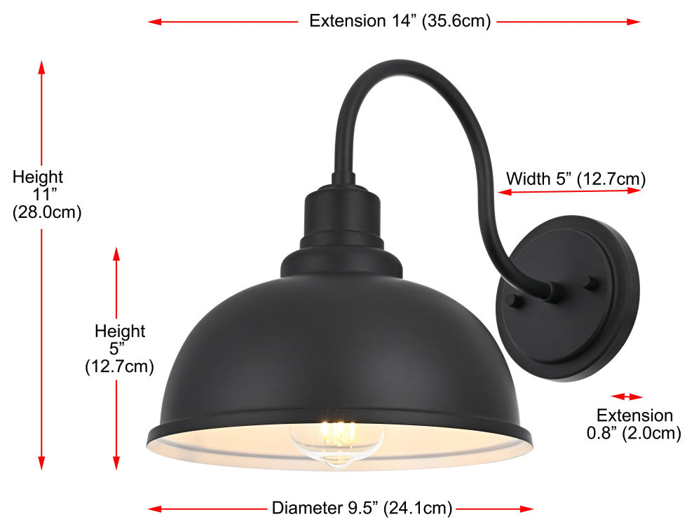 Home Living 9.5" Outdoor Wall Sconce, Black