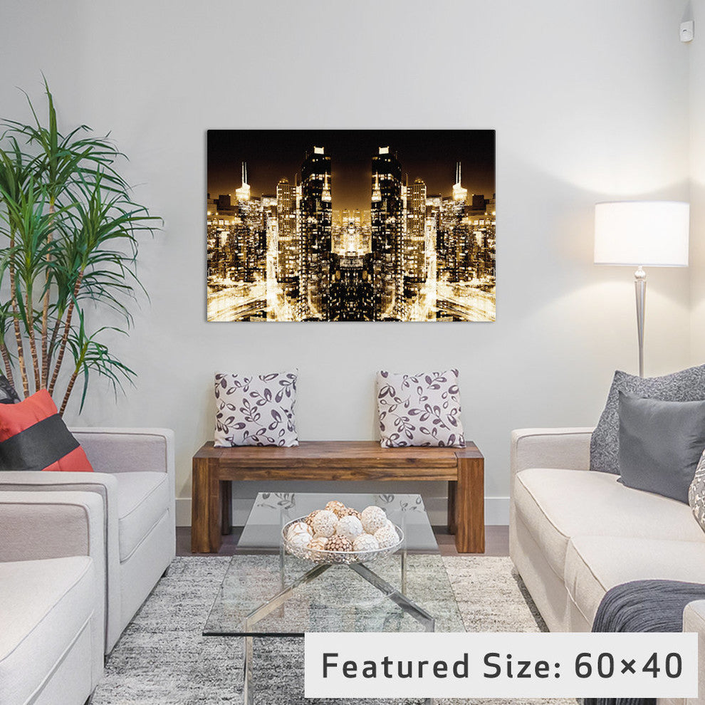 "New York Reflection Skyline at Golden Night" by Philippe Hugonnard, 40x26x1.5