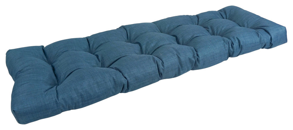 55"x19" Tufted Solid Outdoor Spun Polyester Loveseat Cushion Blue