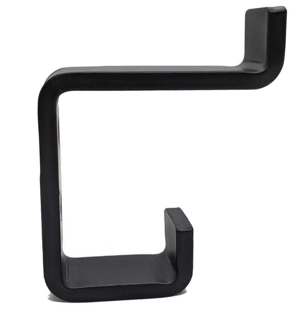 (4) Double Coat Hook C Black Steel Iron Modern Farmhouse Rustic Industrial