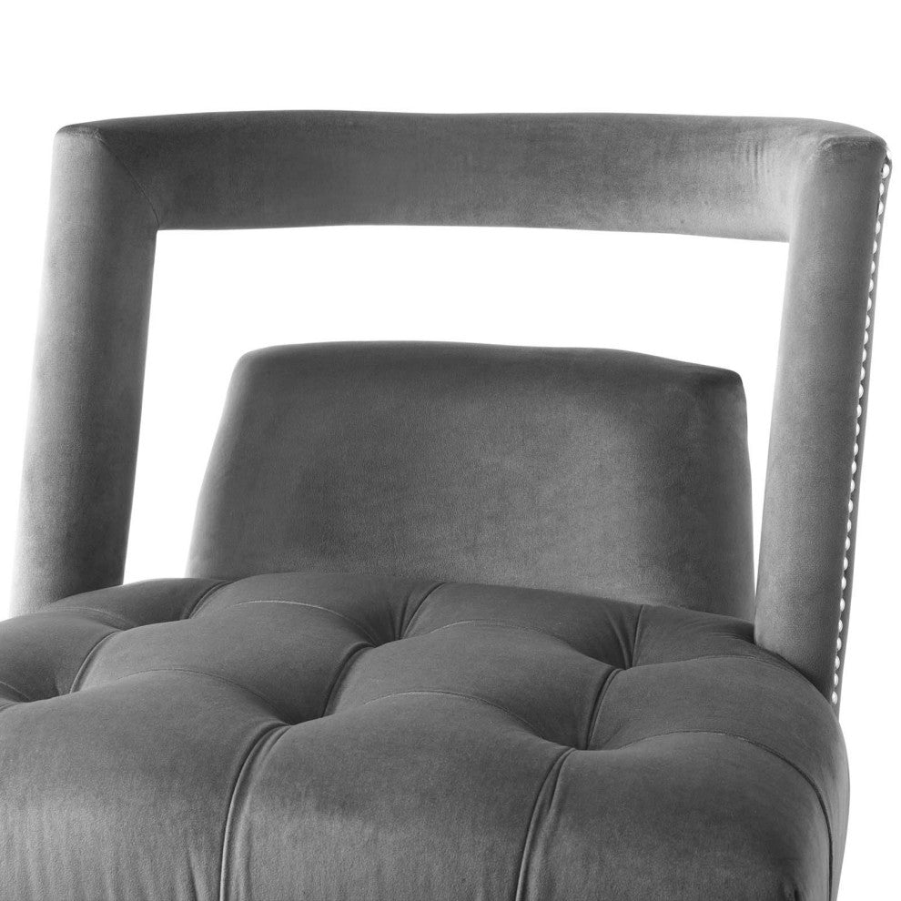 Accent Chair, Set of 2, Velvet, Gray, Modern, Living Lounge Hospitality