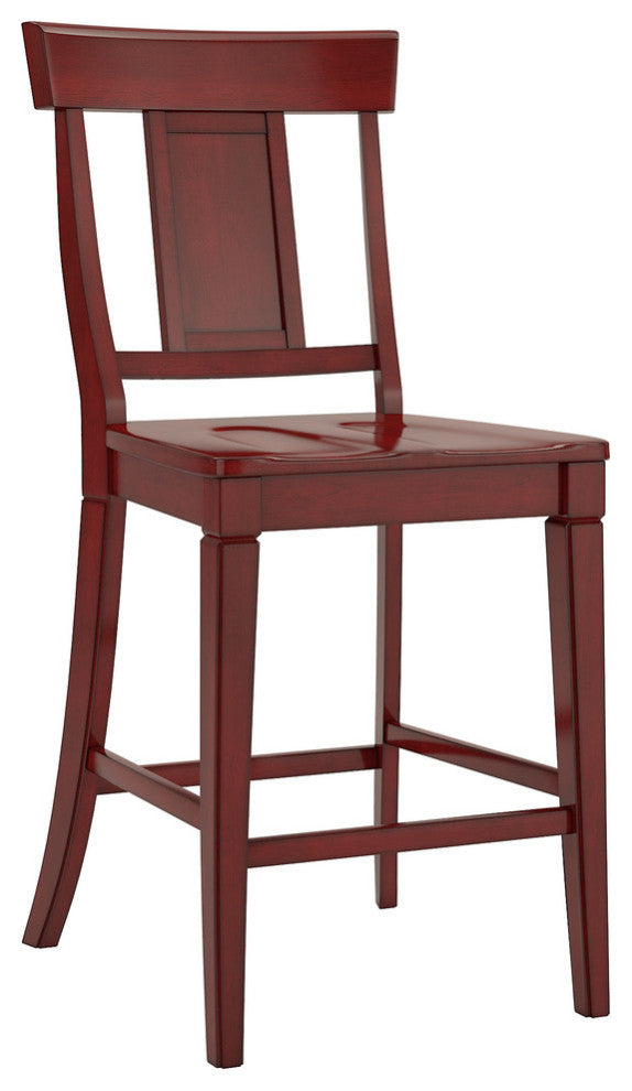 Arbor Hill Panelled Back Counter Chair, Set of 2, Berry Red
