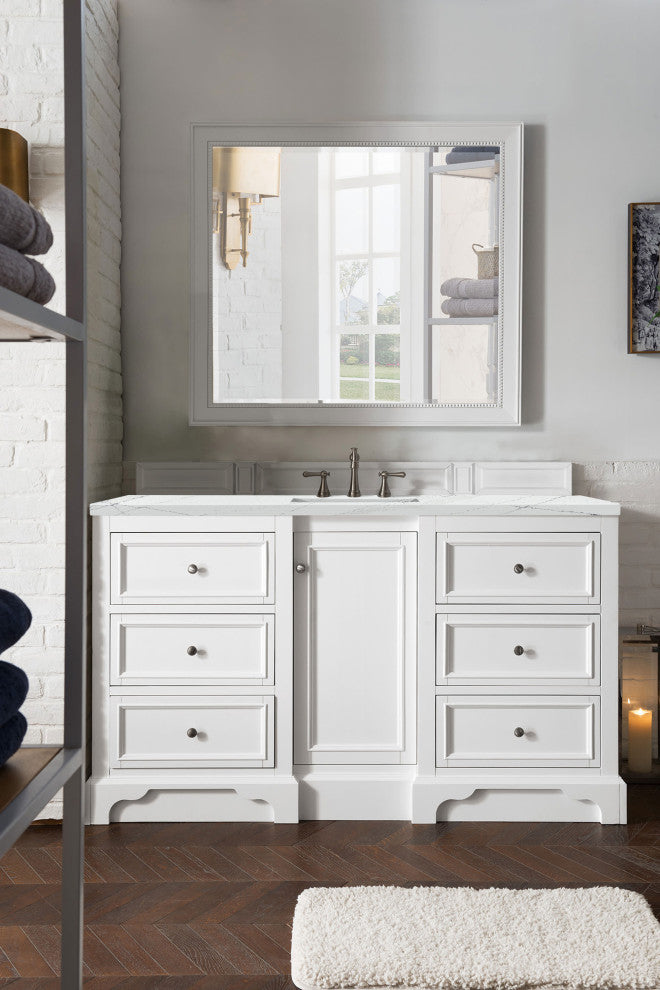 James Martin 825-V60S-BW-3ENC 60" Single Vanity Bright White w/ 3 CM Quartz Top