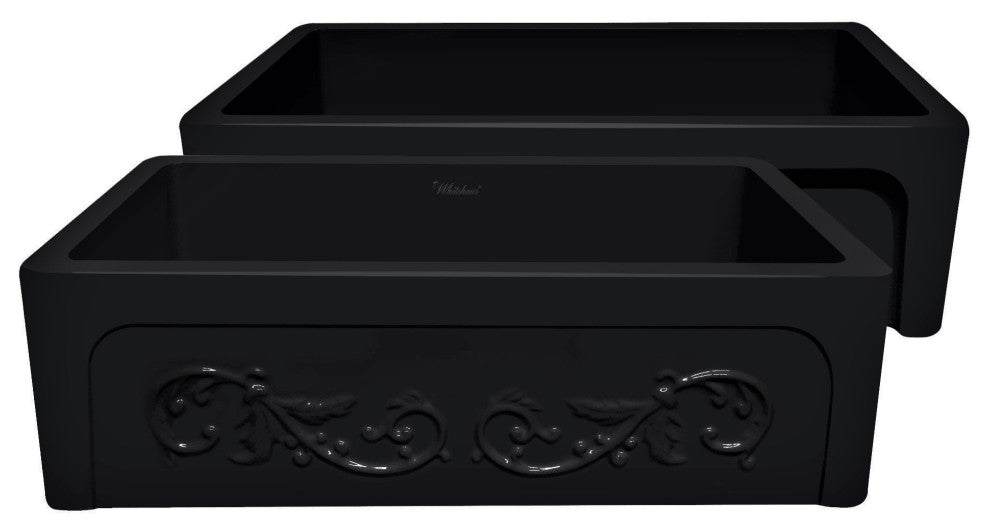 Whitehaus WHSIV3333-BLACK Glencove St. Ives 33" Front Apron Fireclay Sink