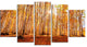 Colorful Red Forest at Sunset, Modern Forest Canvas Art, 60"x32", 5 Panels