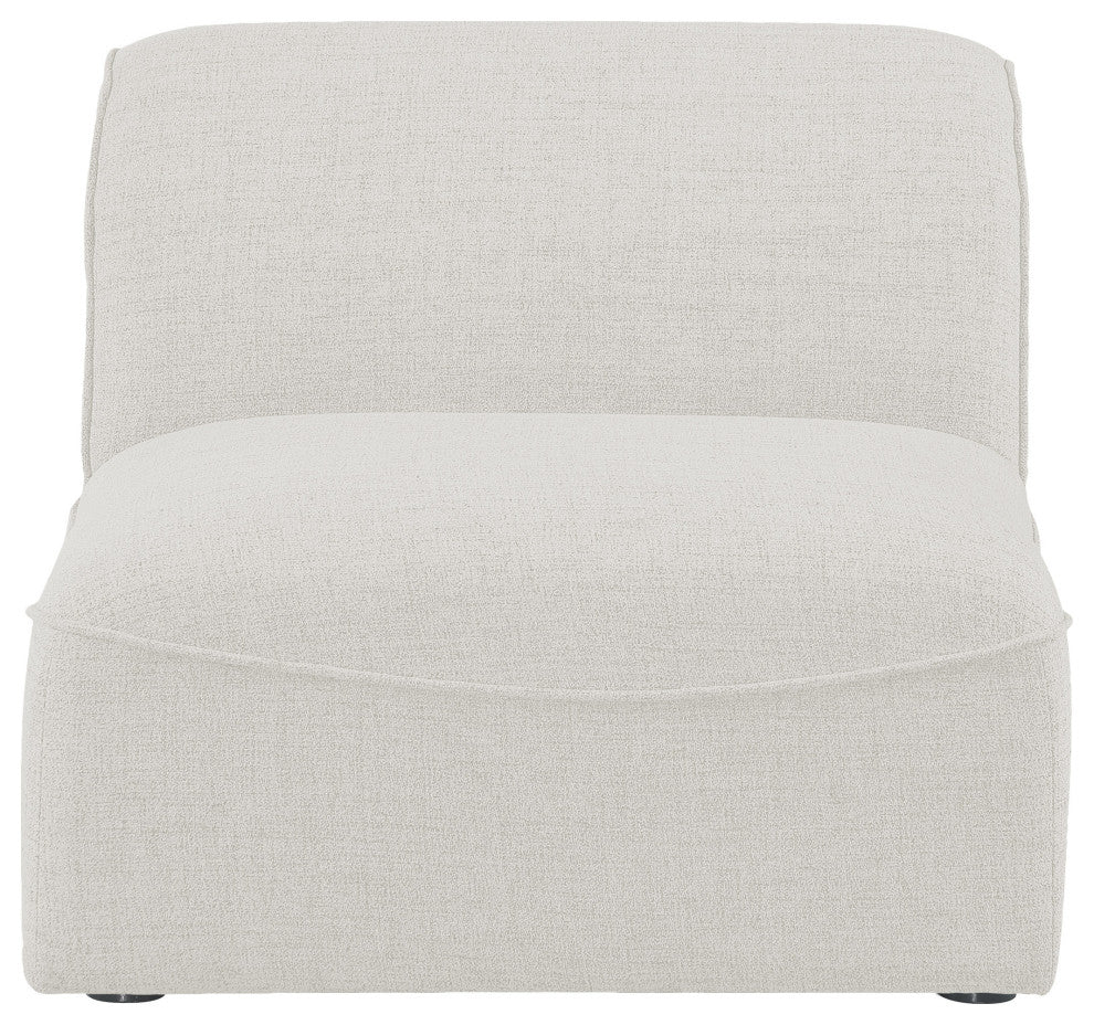 Miramar Linen Textured Fabric Upholstered Armless Chair, Cream
