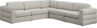 Beckham Linen Textured Fabric 5-Piece Modular L-Shaped Sectional, Beige
