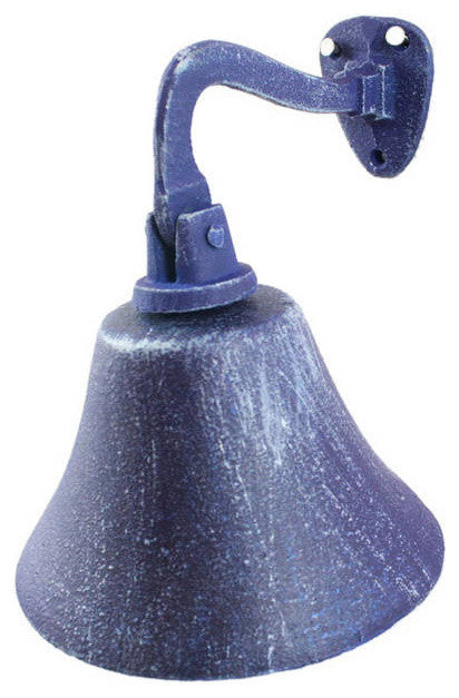 Rustic Dark Blue Cast Iron Hanging Ship's Bell 6"