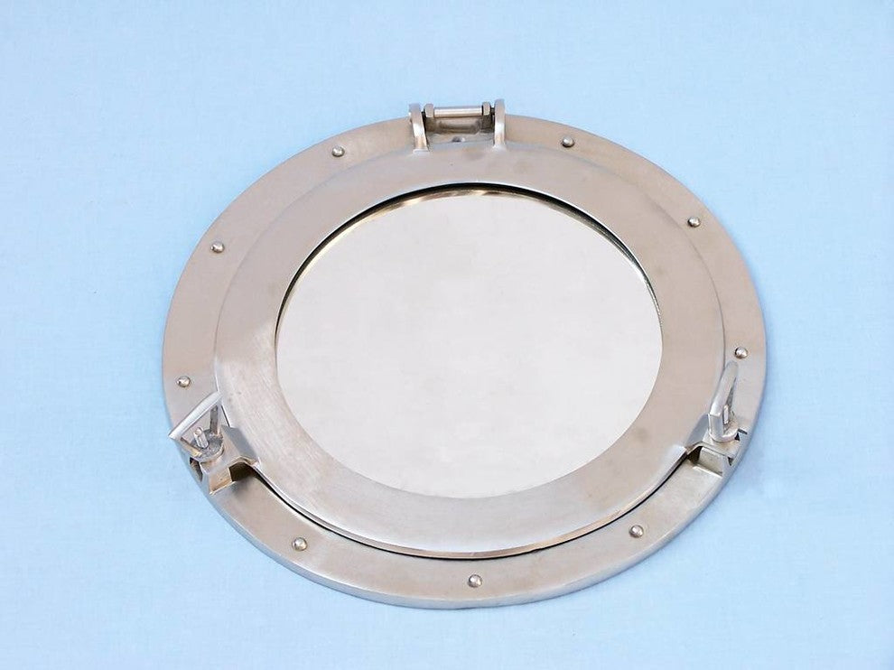 Decorative Ship Porthole Window, Brushed Nickel, 12"