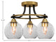 Paramount 3-Light Semi-Flush Light, Matte Black & Brass, 5.75" Smoke Bubble