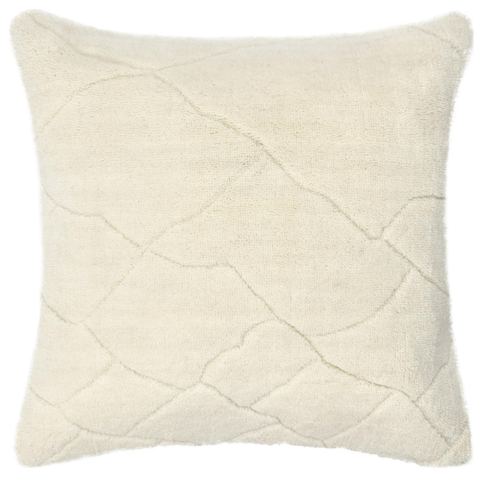 Mercer Wool Blend Ivory Throw Pillow, 22x22