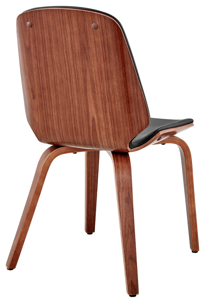 Brinley Black Faux Leather and Walnut Wood Dining Room Accent Chair