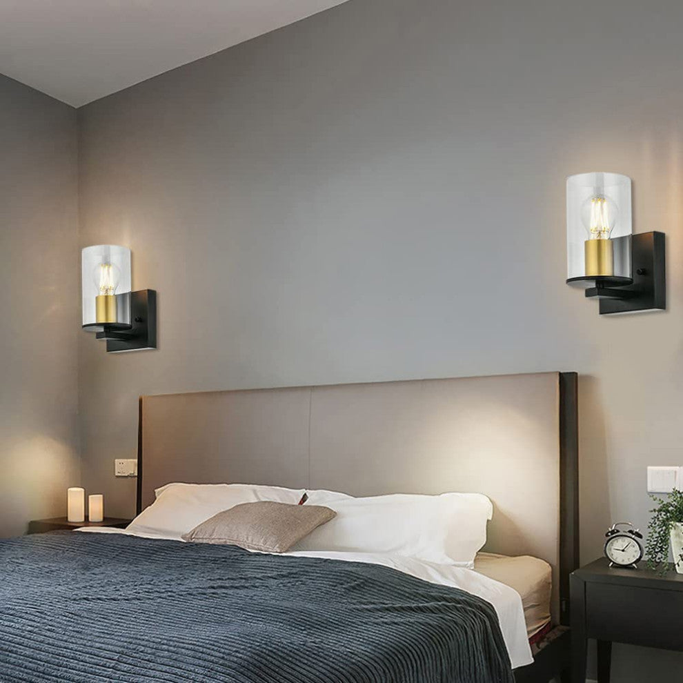 Matte black vanity wall light fixture industrial glass wall lamp
