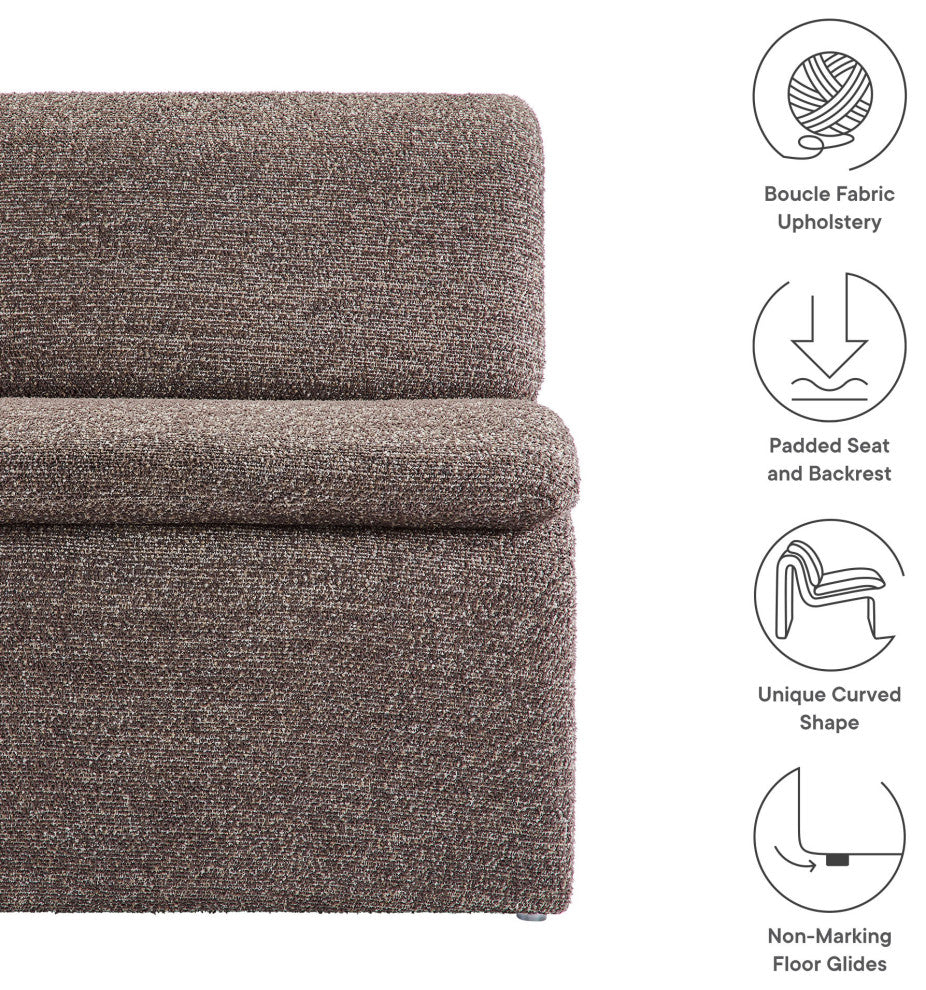 Dune Boucle Upholstered Armless Accent Chair, Antique