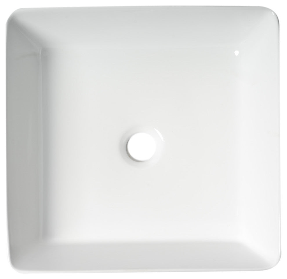 ALFI brand ABC903-W White 16" Modern Square Above Mount Ceramic Sink