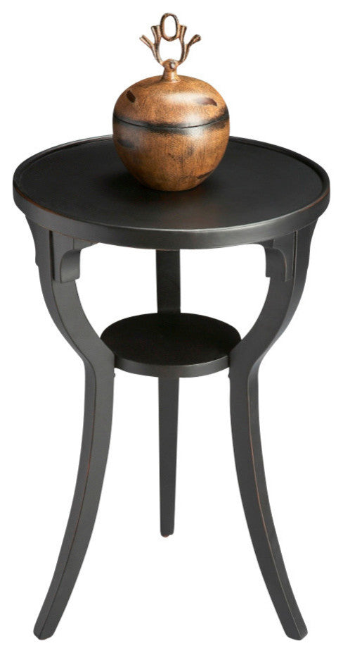 Butler Dalton Black Licorice Round Accent Table, Black Licorice