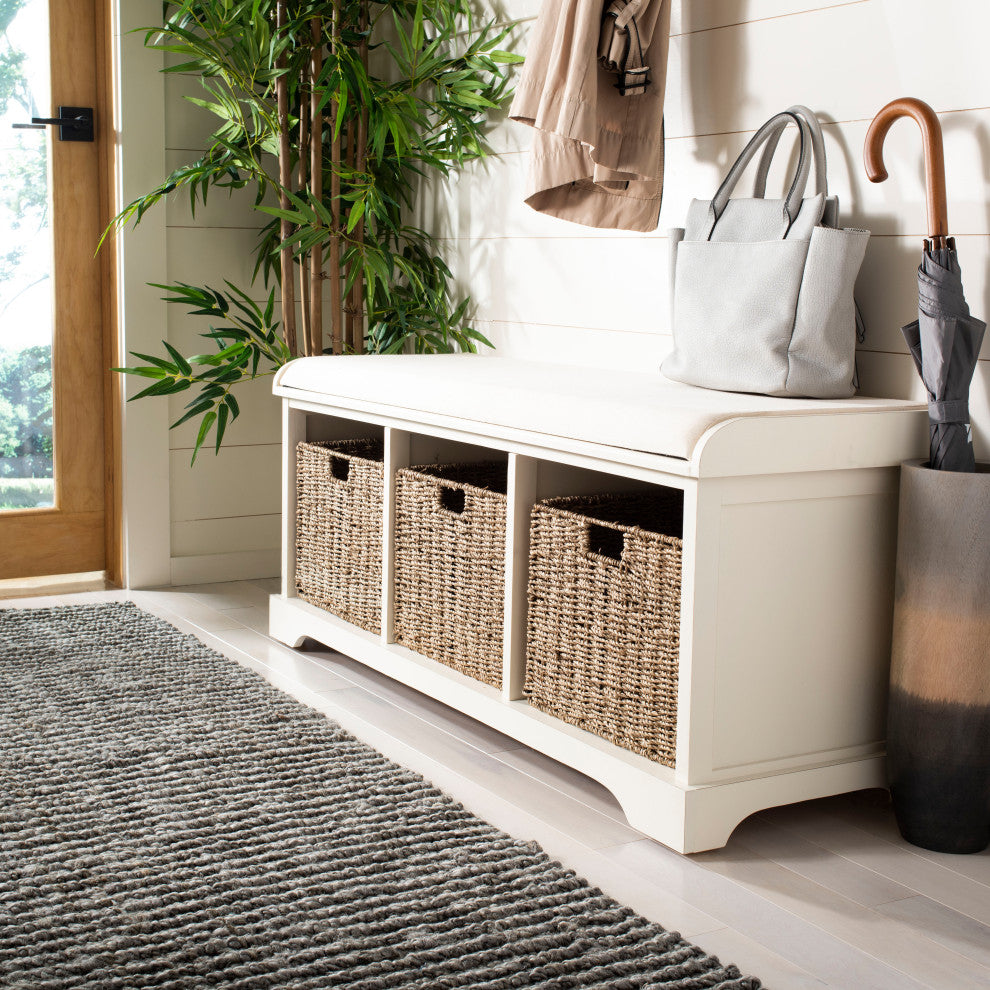 Safavieh Lonan Wicker Storage Bench, White