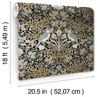 Garden Aviary Black Peel and Stick Wallpaper