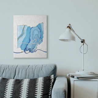 Stupell Industries Ohio Agate Blue US State Design, 24 x 30