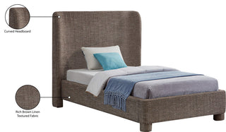 Penny Bed, Brown, Twin, Linen Textured Fabric