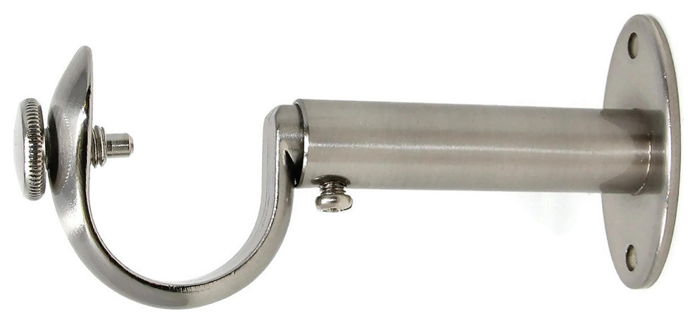 Adjustable Curtain Rod Bracket, 1 1/8"-1 1/4", Brushed Steel, Single