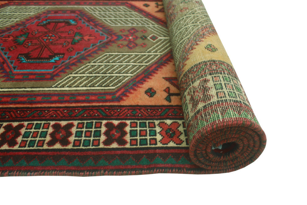 Fine Vintage Distressed Amanda Burgundy/Brown Runner, 3'3x10'6
