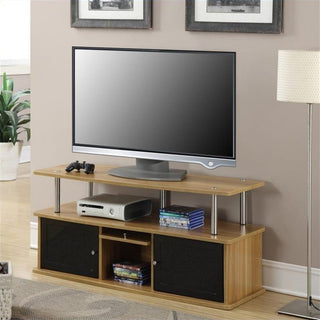 Pemberly Row 47" TV Stand with 3 Cabinets in Light Oak
