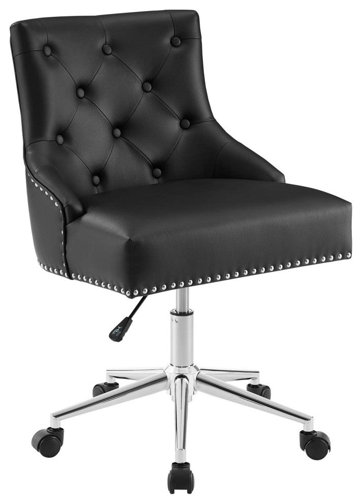 Regent Tufted Button Swivel Faux Leather Office Chair Black