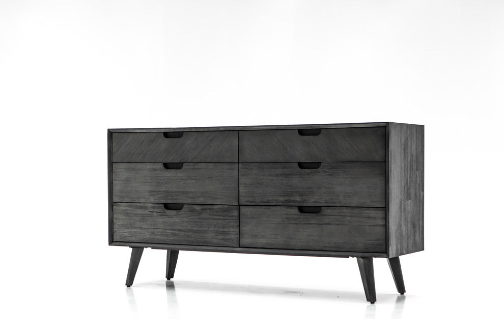 Mohave Mid-Century Tundra Gray Acacia 6 Drawer Dresser