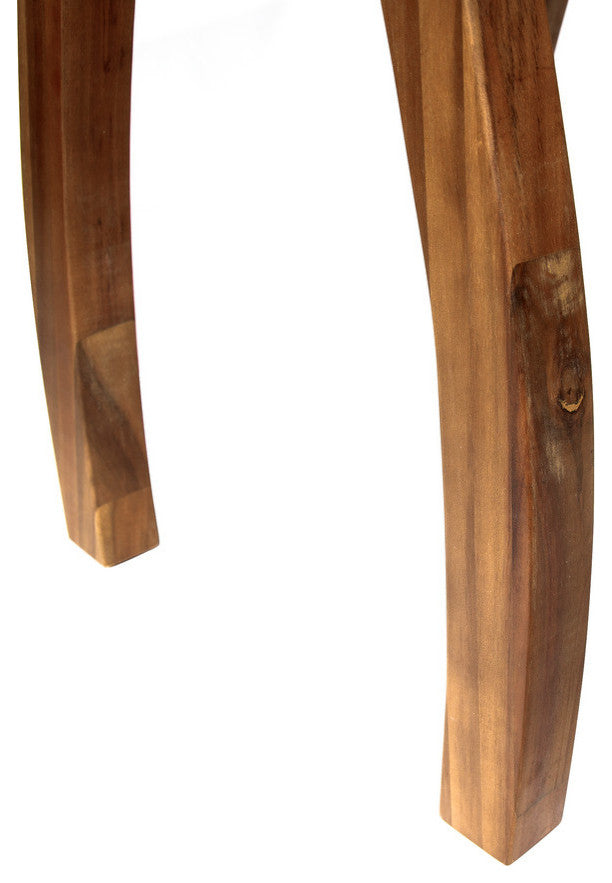 GDF Studio 3-Piece Pearl Outdoor Acacia Wood Chat Set With Cushions, Cream