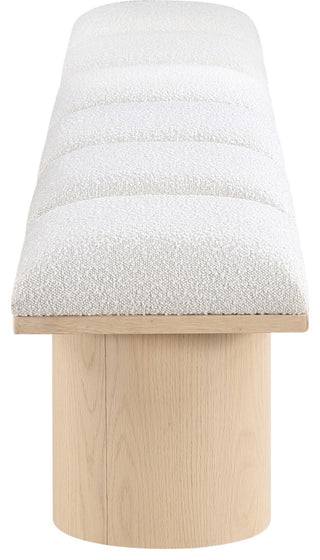 Pavilion Boucle Fabric Upholstered 6-Piece Modular Bench, Cream, Natural Finish