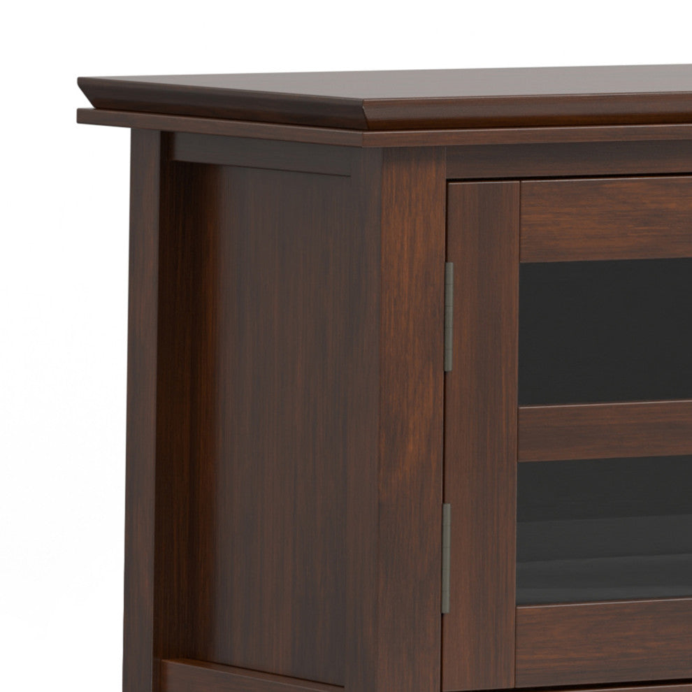 Artisan Solid Wood 72" Low TV Media Stand For TVs up to 80", Russet Brown