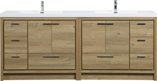 ALMA-ALLIER 84"  VANITY WITH SINK, Natural-Oak