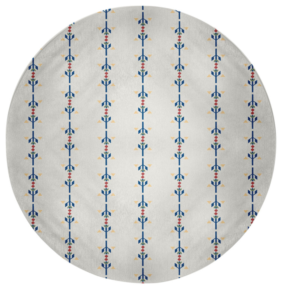 Jodhpur Stripe Spring Chenille Rug, Dark Cobalt Blue, 5' Round