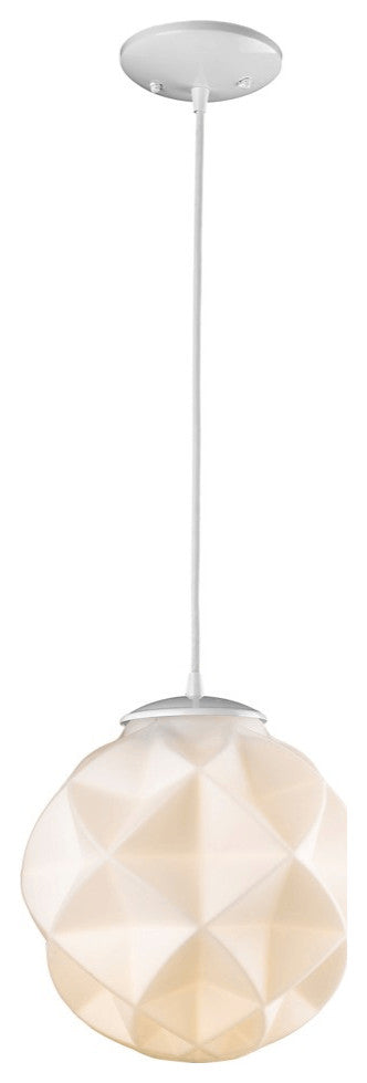 Nova 1-Light White Mini Pendant With Geometric Globe Shade