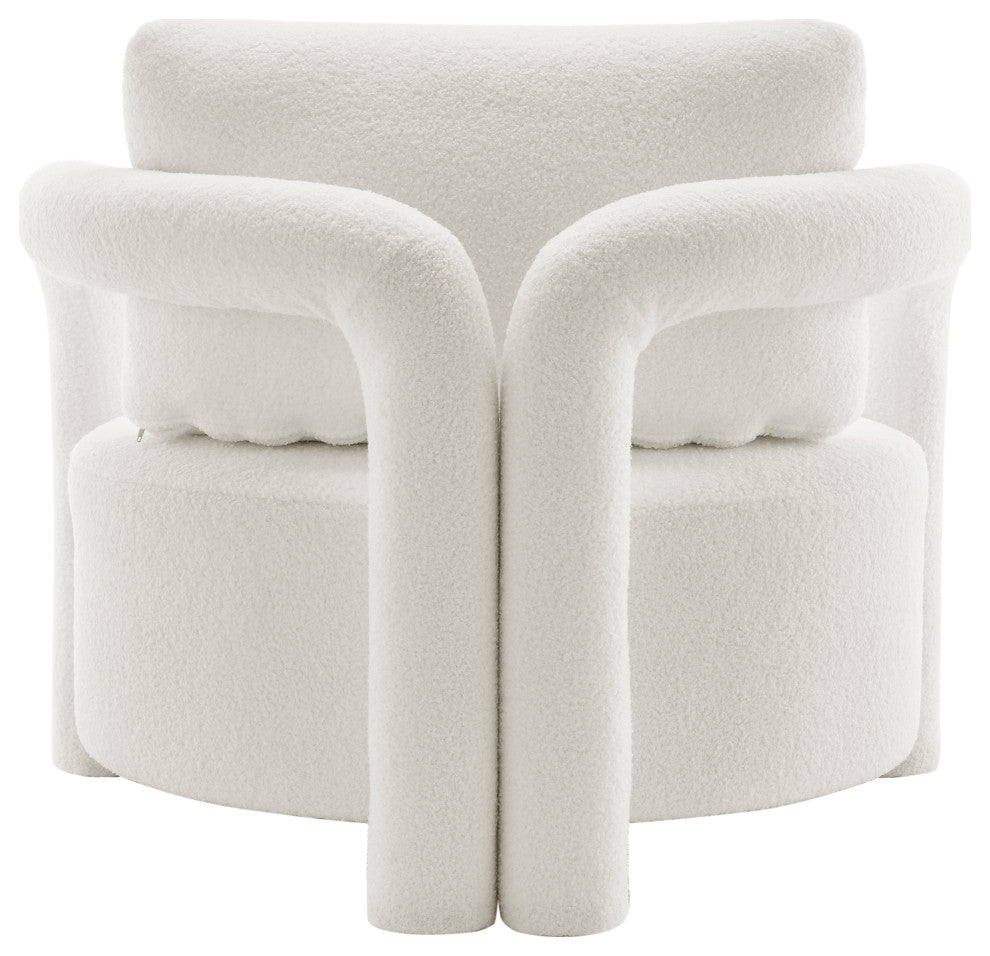 Maisie Faux Shearling Accent Arm Chair, Wilmont White