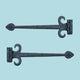 Black Wrought Iron Strap Hinge Fleur de Lis Style Gate and Door Hinges Set of 2