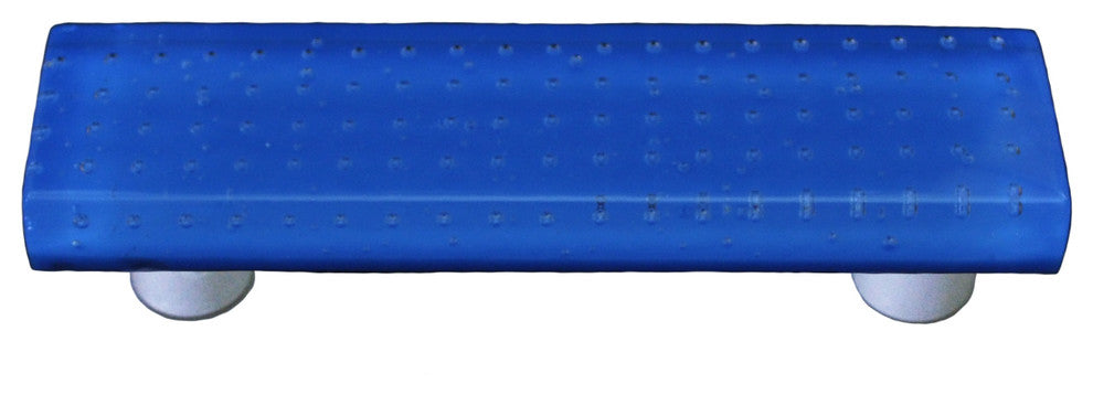 Art Glass Rectangle Pull, Alum Post, Bubbles Egyptian Blue