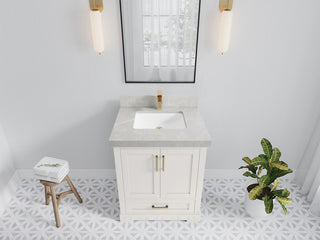 Boston 30" Single Sink Bath Vanity in Alabaster 2" Pearl Gray