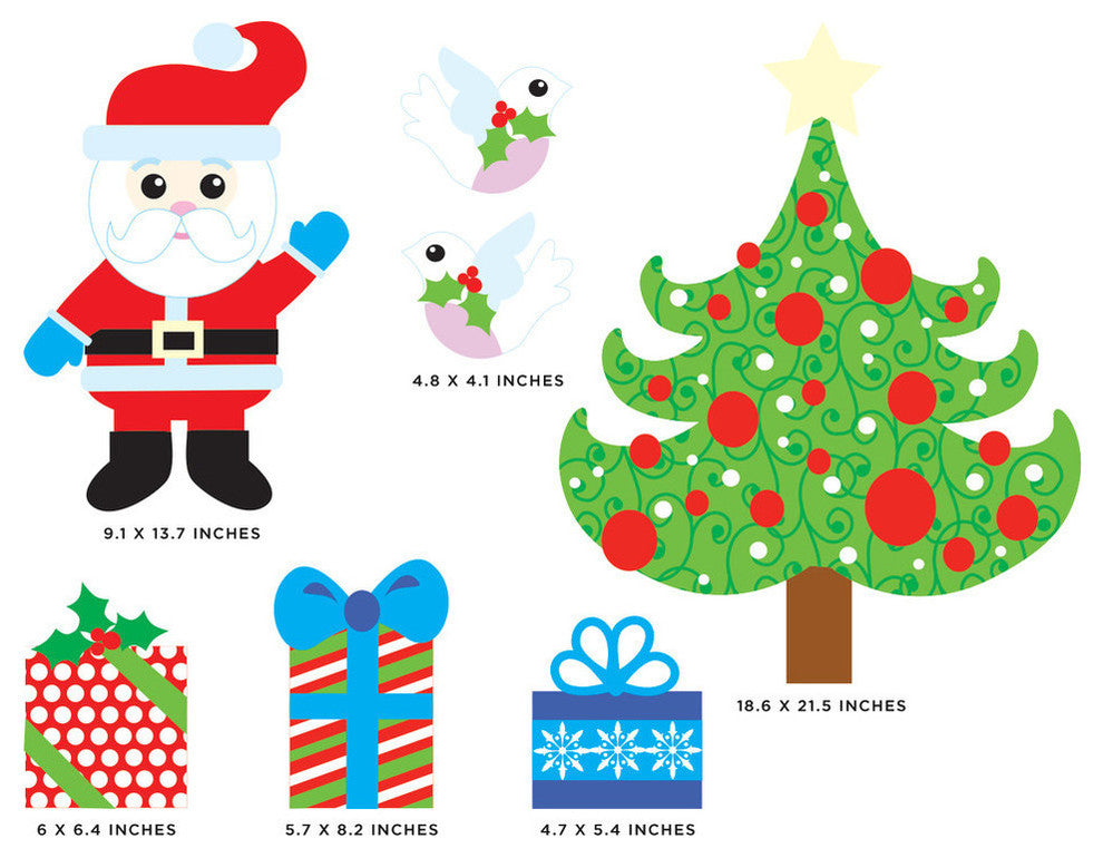 Christmas Tree Fabric Wall Decal With Santa and More