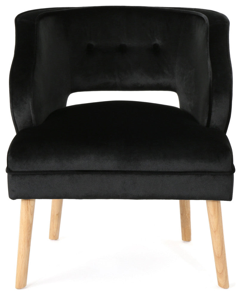 GDF Studio Michaela Mid Century Velvet Accent Chair, Black