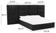 Eliana Black Velvet Queen Bed with Wings - Black